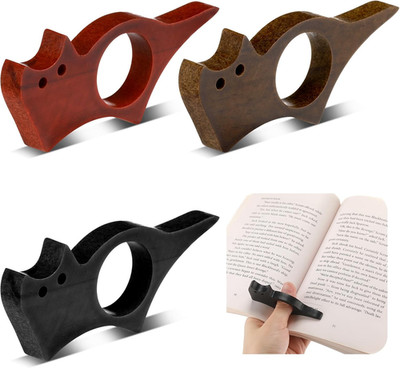 3 Pcs Wooden Thumb Book Page Holders for Easy Reading, Bookworm Gift, Cat Design