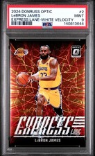 Lebron James 2024 Optic Express Lane #2 White Velocity Prizm /59 PSA 9 Lakers