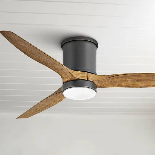 52" Hinkley Hover Matte Black Wet-Rated LED Hugger Smart Ceiling Fan - Picture 1 of 10