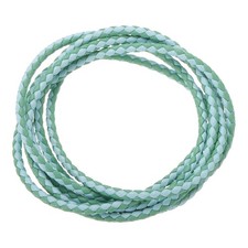 Braided Leather Cords, Round Leather Strap, Necklaces(3mm,1Yard,Green/Blue)