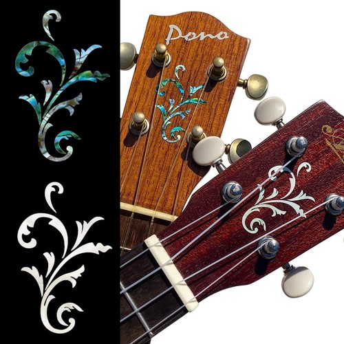 Inlay Aufkleber für Gitarre Kopfplatte - Set, White Pearl &amp; Abalone Blue 