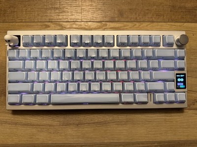 Custom 75% Wireless Mechanical Keyboard   Crystal Blue Jelly Keycaps w/Ghost