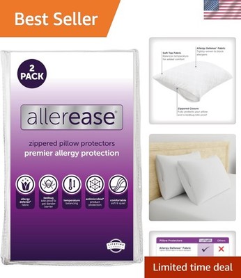Set of 2 Standard/Queen AllerEase Pillow Protectors - Temperature Balancing, ...