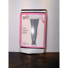 Music Legs Girls Striped Tights Black White Style 270 Sz XL Denier NEW
