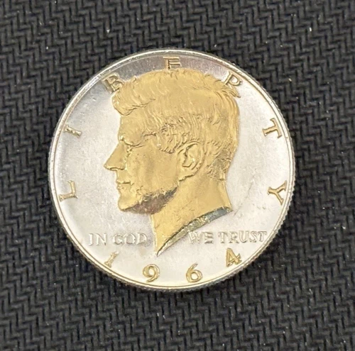 DANBURY MINT - 1964 KENNEDY HALF 90 % SILVER -  SILVER & GOLD PLATED - BEAUTIFUL