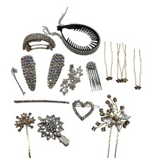 Rhinestone Faux Pearl Hair Accessories Lot Clips Barrettes Pins Bridal Prom