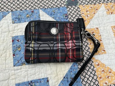 バッグ COACH Signature plaid pattern shoulder COACH LARGE F15228 Poppy Soho Signature C Canvas Black Tartan