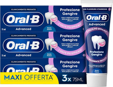 Oral-B Dentifricio Advanced Protezione Gengive 3X75Ml, Dentifricio per Gengive I