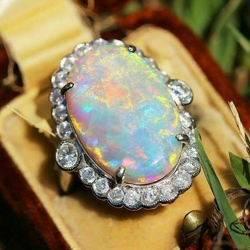 925 wedding engagement white fire ring women opal silver retronew arrival - Picture 3 of 4