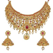 Latest Stylish Fancy Pearl Choker Traditional Jewellery Set for Women