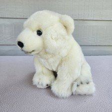FAO Schwarz Polar Bear Plush 11" White Baby Cub Sitting Realistic