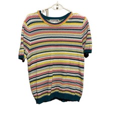 Uniqlo Ines Border Crew Neck Sweater L Cotton Blue Spring/Summer