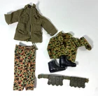 1960s GI Joe Clothing Lot Field Jacket, Camo Shirt, Pants, Boots, Utility Belt