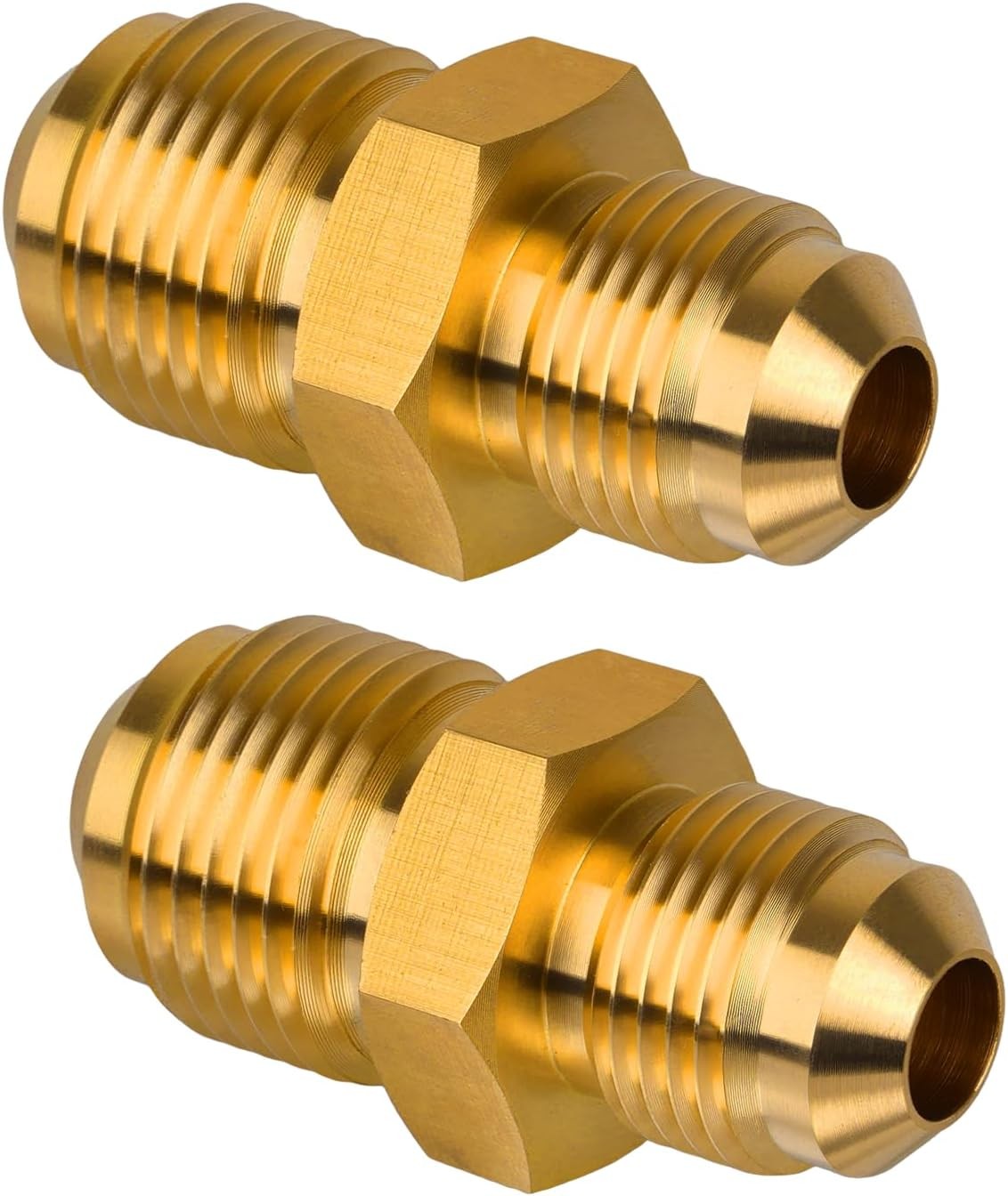 3/8" Flare x 1/2" Flare Male Brass Tube Fitting Union Reducing Coupling 2-Pack