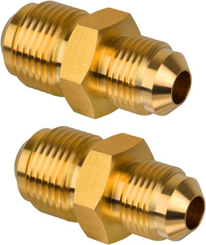 3/8" Flare x 1/2" Flare Male Brass Tube Fitting Union Reducing Coupling 2-Pack