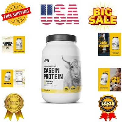 Levels 100% Micellar Casein Protein, Hormone Free, Vanilla Bean, 2LB