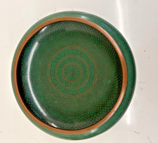 Antique Green Cloisonné Copper Enamel Low Bowl Circular Pattern