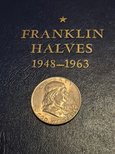 Uncirculated 1963-D 50C Franklin Half Dollar With Album- NO RESERVE!