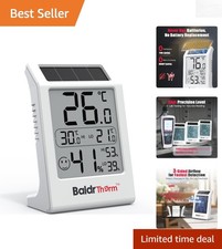 Lightweight 3.2'' Indoor Temperature Monitor with Solar Power  - White