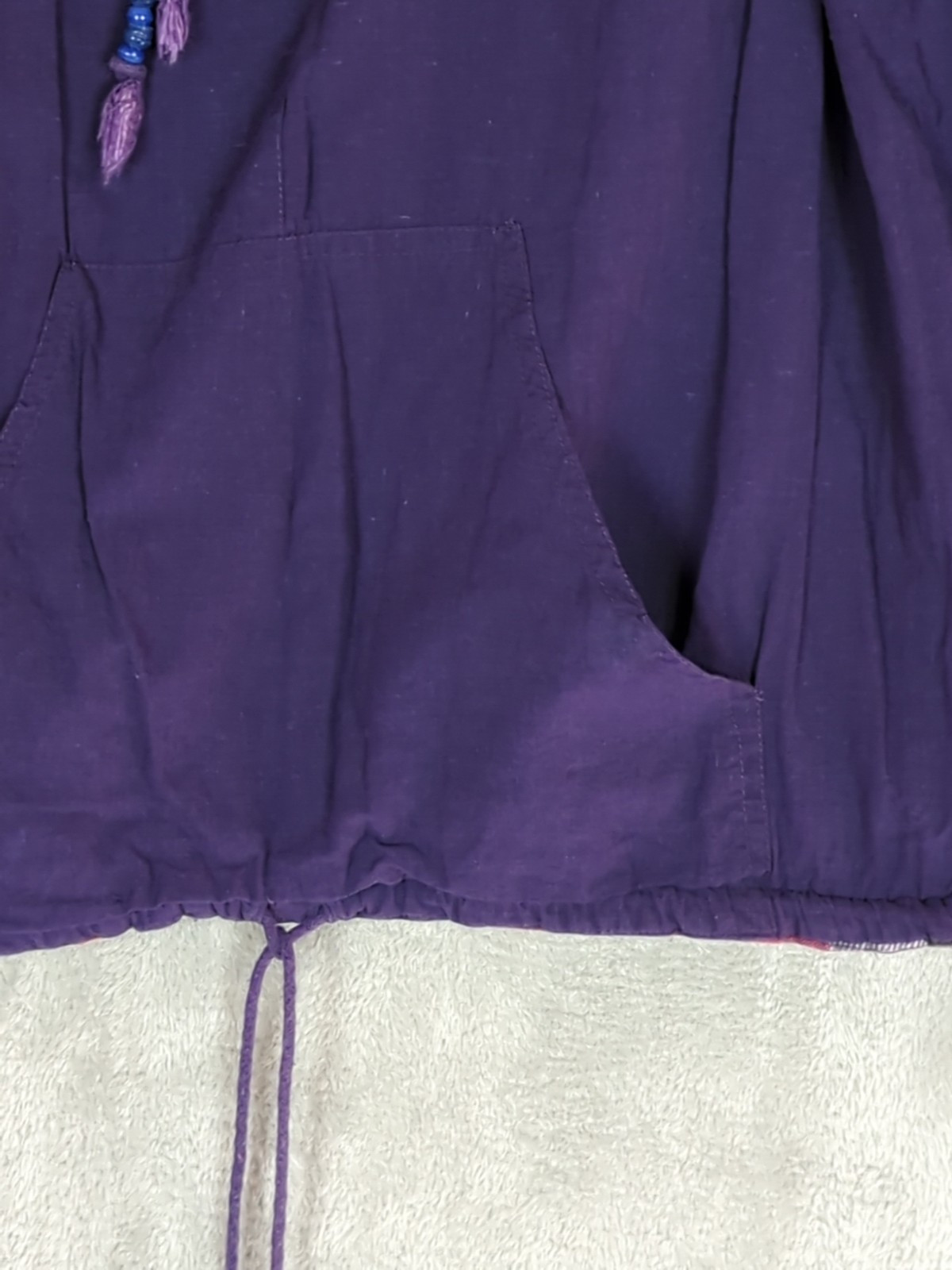 Patchwork flannel 1/4 Zip Pullover reversible Hoo… - image 6