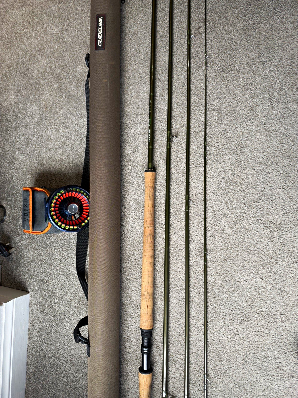 Guideline Exceed 14’8 10/11 salmon rod with Guideline Vosso 11-13 reel