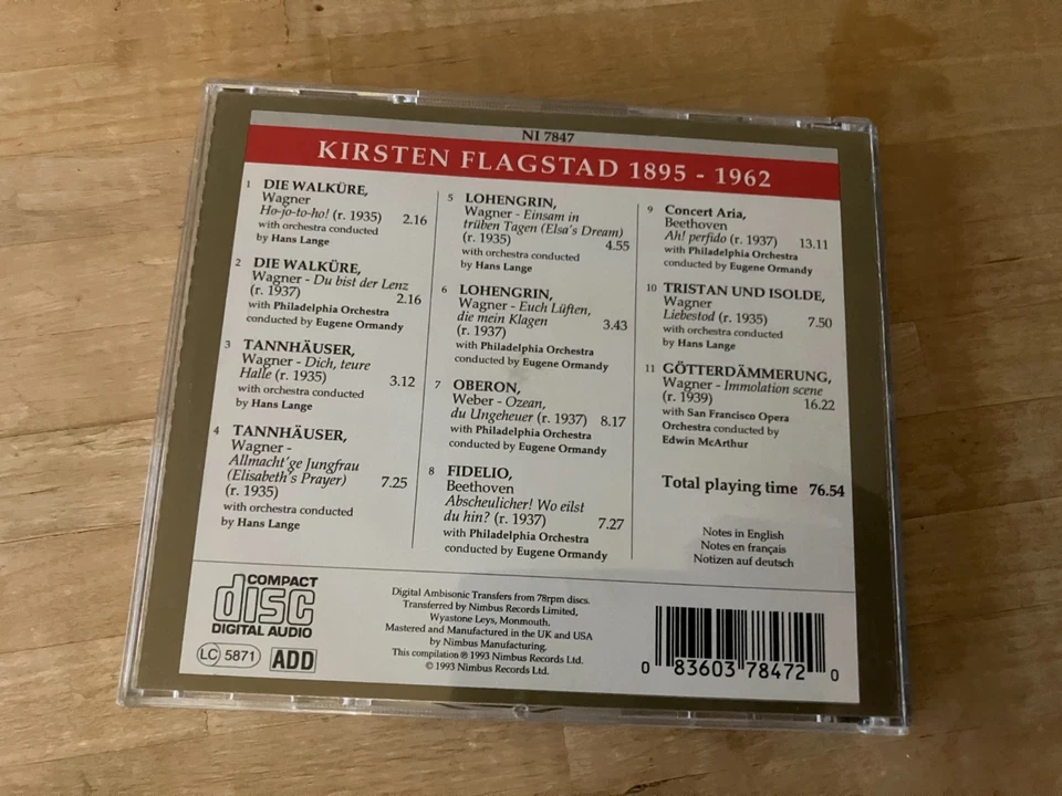 HISTORY Künstlerportait Kirsten Flagstad (1895-1962) NIMBUS RECORDS PRIMA VOCE - Bild 2 von 3