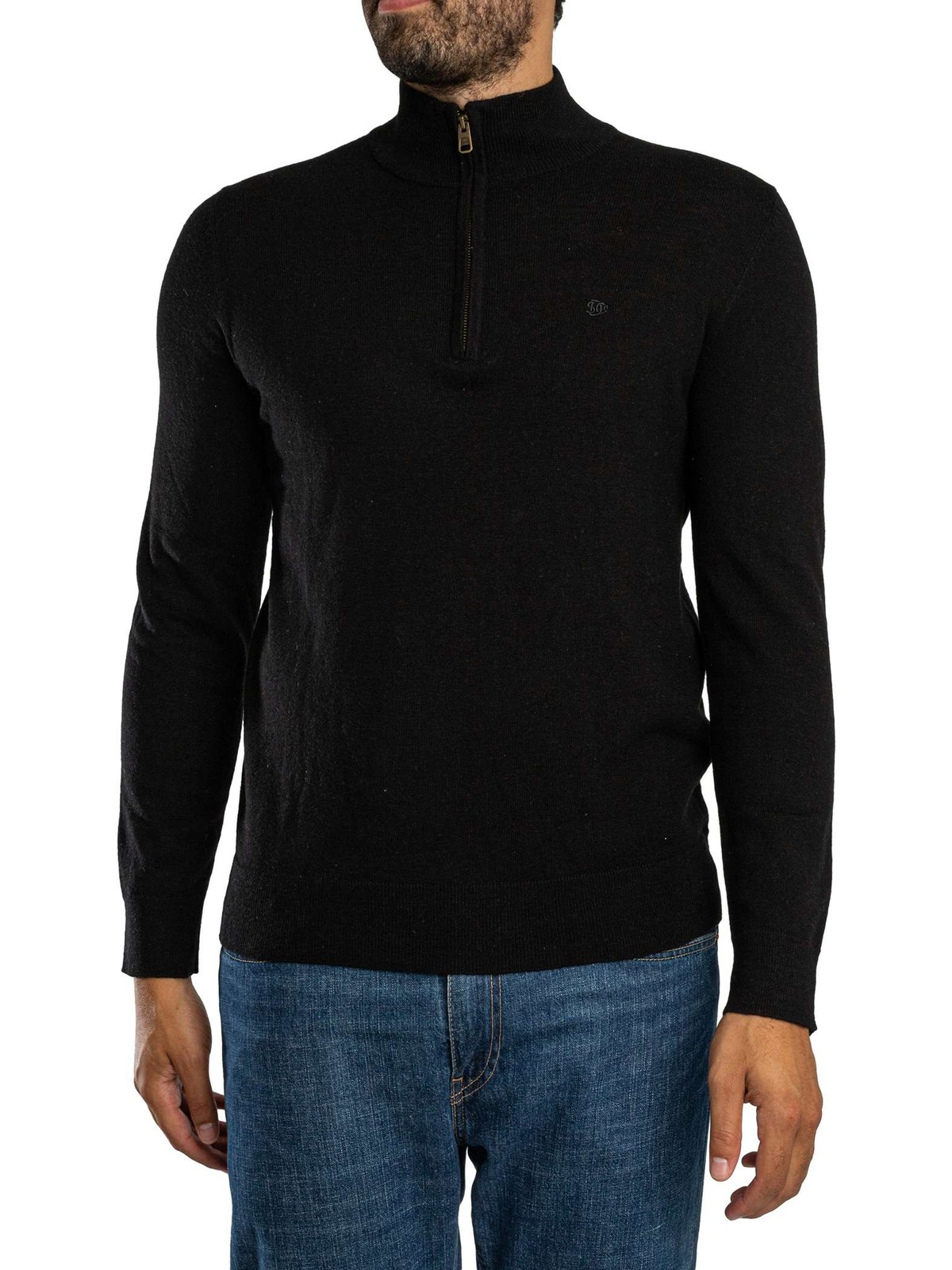 Superdry Men's True Black Ess Lw Wool Blend 1/2 Zip Knit - Image 2