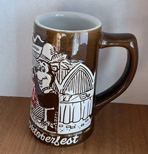 Hamm’s Beer Oktoberfest Ceramic Stein Embossed Mug Vintage 1973 Ceramarte
