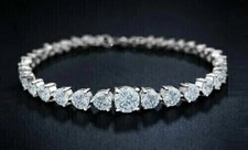 Lab Created Diamond 7" Inch Tennis Bracelet 6Ct Round Cut 14K White Gold Plated