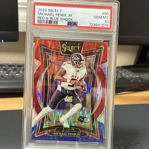 Panini Select 2024 Concourse Michael Penix Jr. Falcons #80 Shock Prizm RC PSA 10