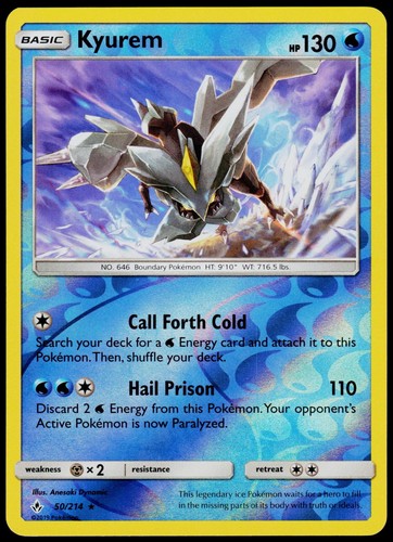 Kyurem 50/214 Unbroken Bonds - Reverse Holo Pokemon NM/M (Rare)