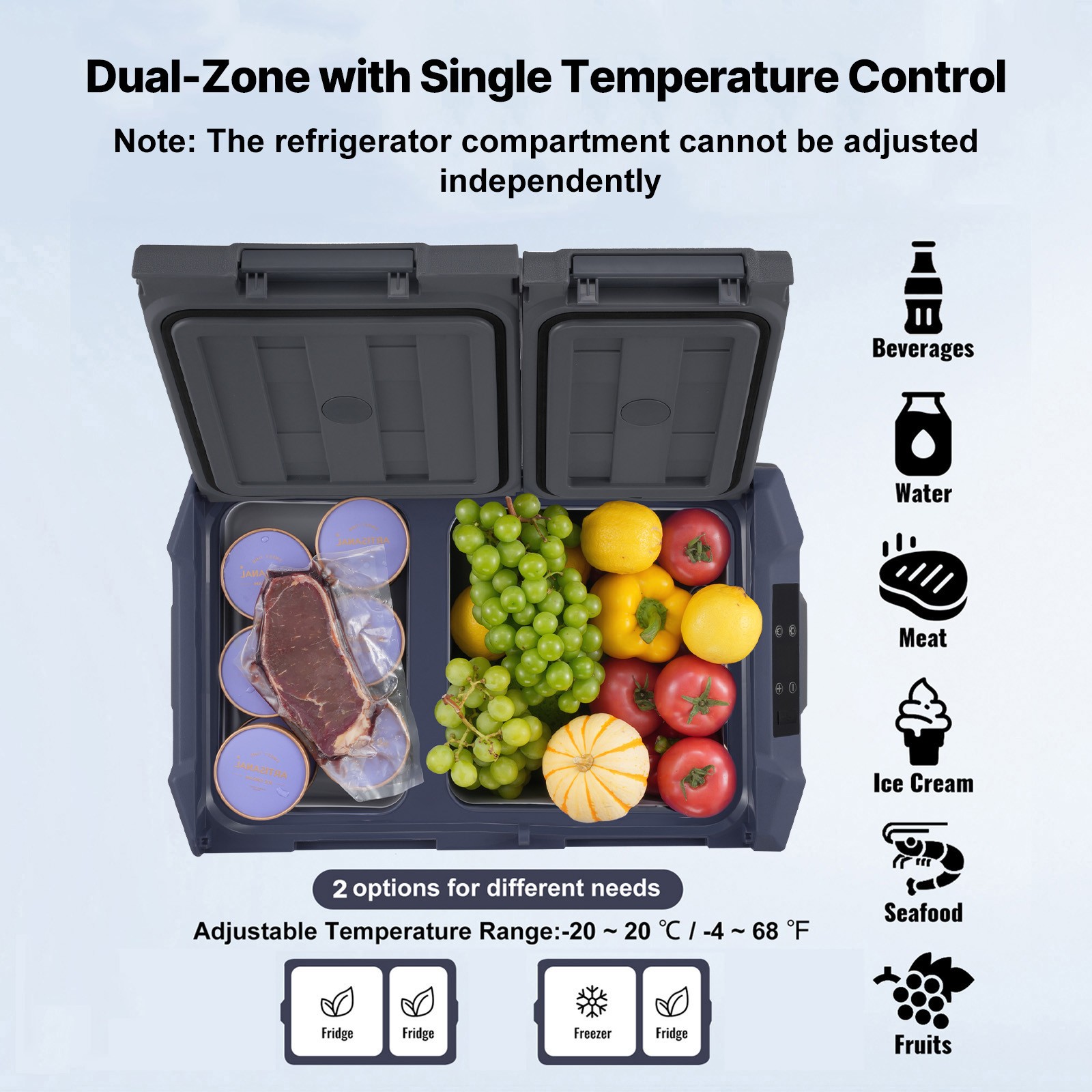 Mini frigo compression double zone VEVOR 32L avec contrôle de température - 3