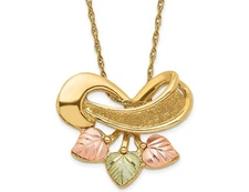 10K Yellow and Rose Gold Tri-Leaf Pendant Necklace with Chain