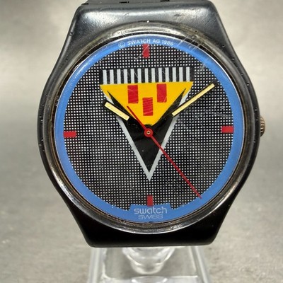 Swatch Lancelot Watch Men 34mm Black Dial Black Tone Round GB110 New Battery