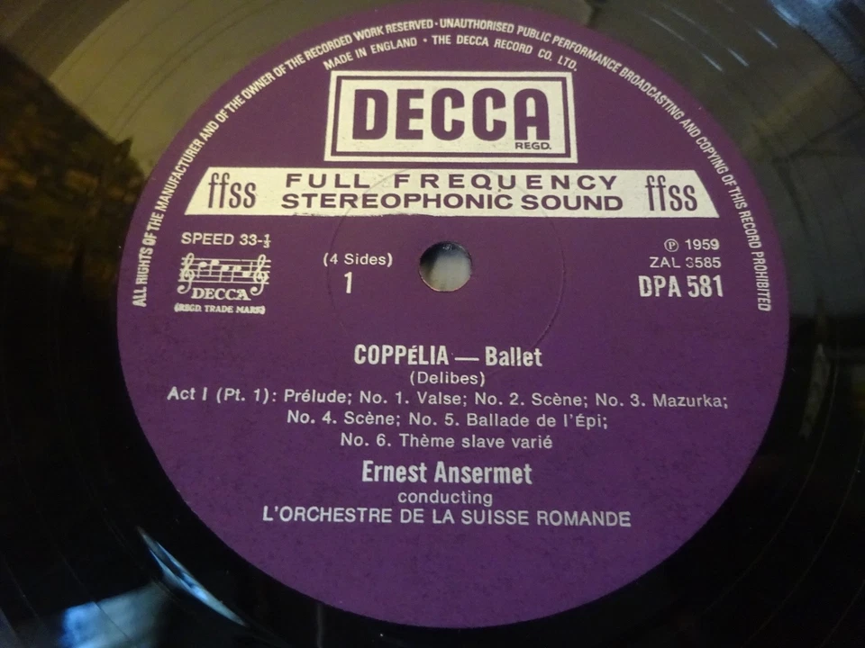 DELIBES - COPPELIA 2LP GF, Suisse Romande, Ernest Ansermet, DECCA DPA 581-2 - Image 3 of 4