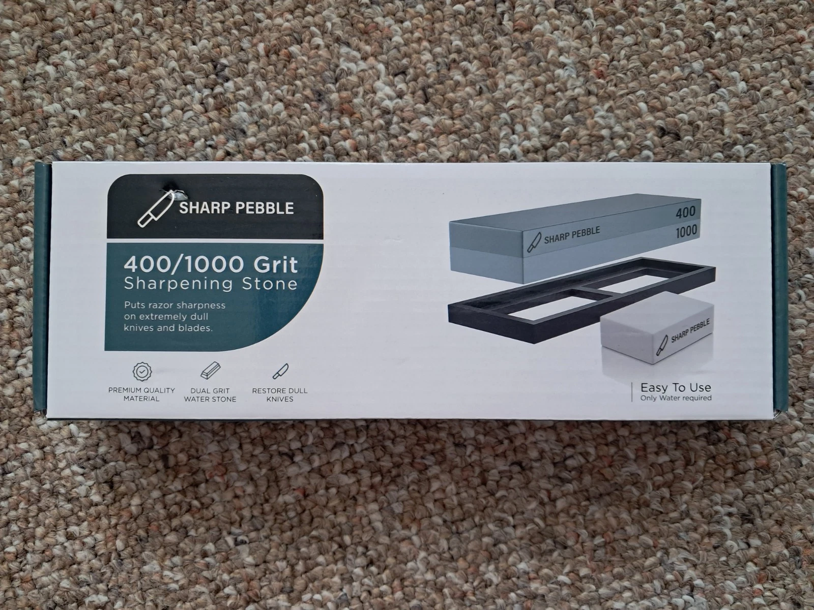 Sharp Pebble Premium Whetstone Knife Sharpening Stone 2 Sided Grit 400/1000