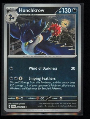 Honchkrow 058/094 Pokemon Phantasmal Flames Uncommon Near Mint Reverse Holo