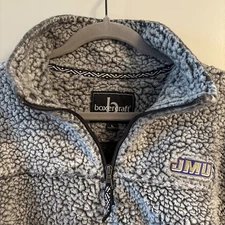 JMU Fleece Jacket Boxercraft Unisex L NCAA James Madison Dukes Gray Logo Front
