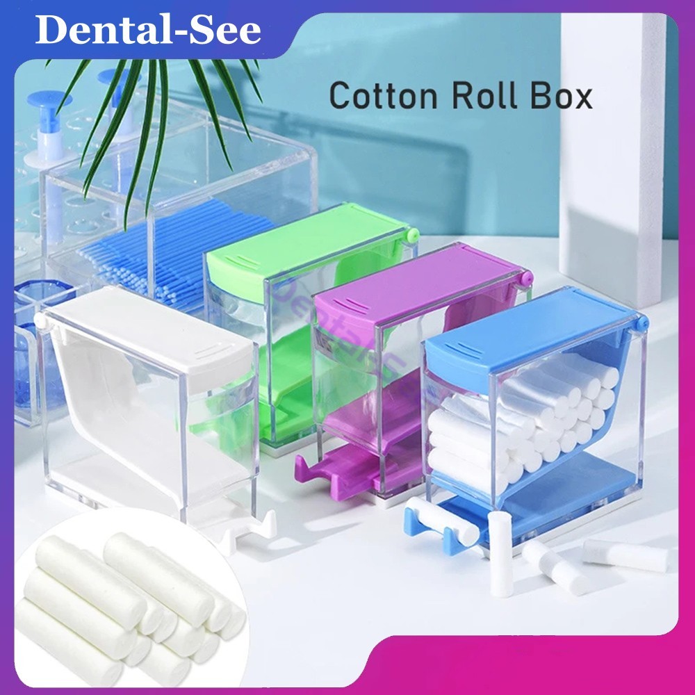 Soporte dispensador de rollos de algodón dental organizador caja de almacenamiento tipo prensa de lujo
