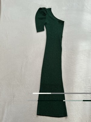 flying tomato green dress One Shoulder Party Stretch Fitted Shiny Knit Size S Indianwear Bridalwear Asianwear Designerwear Pakistaniwear in CRAWLEY