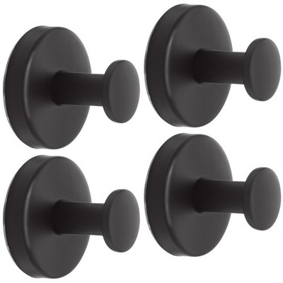 Suction Cup Hooks for Bathroom & Kitchen, 4 Pack Black No Drilling Hooks for ...