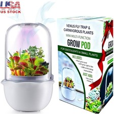 Indoor Terrarium Succulents Carnivorous Plants W/ LED Grow Light Ventilation