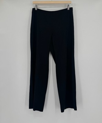 Eileen Fisher Black Stretch Crepe Slim Straight Leg Trouser Pants Sz S