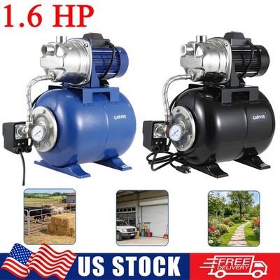 1.6 HP Shallow Well Pump with Pressure Tank 1320 GPH Water Jet Irrigation Pump