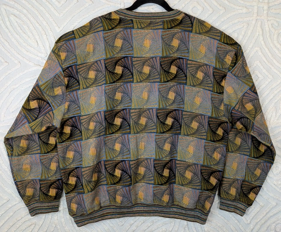 Suéter Jhane Barnes Para Hombres Grande Abstracto Tejido Arte Pullover Papá Ligero Foto 2 de 4