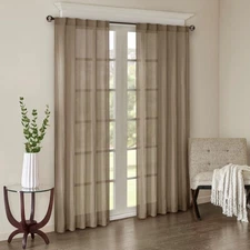 AS Solid Crushed Curtain Panel Pair(2 Pcs Window Panels)taupe 42"W x 84"L