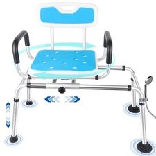 Sliding Shower Chair,Height Adjustable Tub Transfer Bench,360° Shower Swivel ...