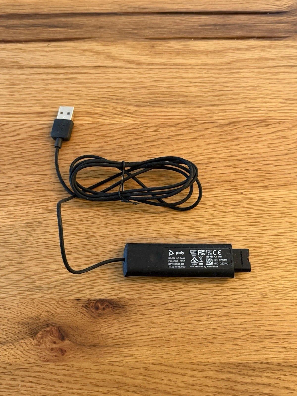 Plantronics DA80 USB Adapter for H & HW Series Headset Computer 201852-02 - New 3