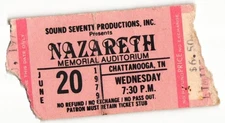 Vintage 1979 Nazareth Mahogany Rush Concert Ticket Stub Chattanooga TN