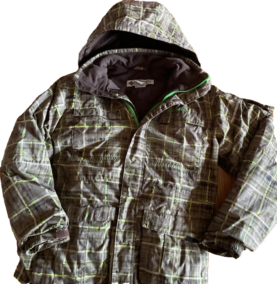 Columbia Omni-Shield Chaqueta Juvenil 18-20 Marrón/Verde Capucha Extraíble Esquí Snowboard Foto 3 de 4
